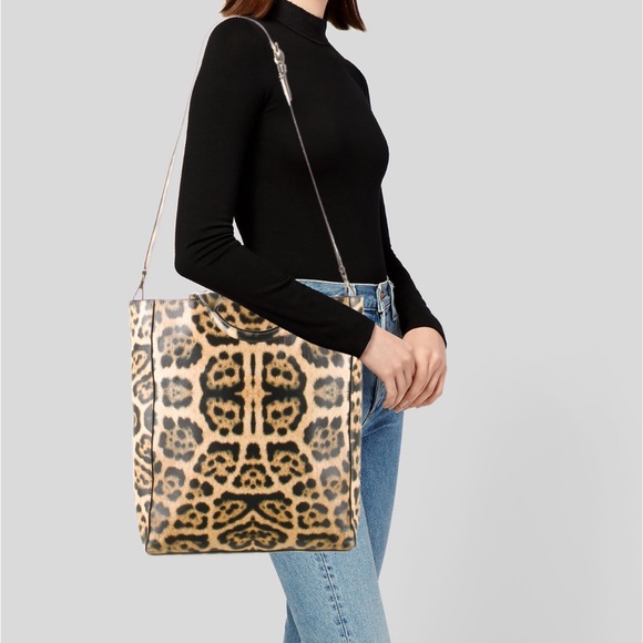 DRIES VAN NOTEN leather leopard tote with shoulder strap - Picture 7 of 12